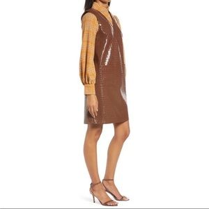 Halogen x Atlantic Pacific Croc Embossed Faux Leather Shift Dress